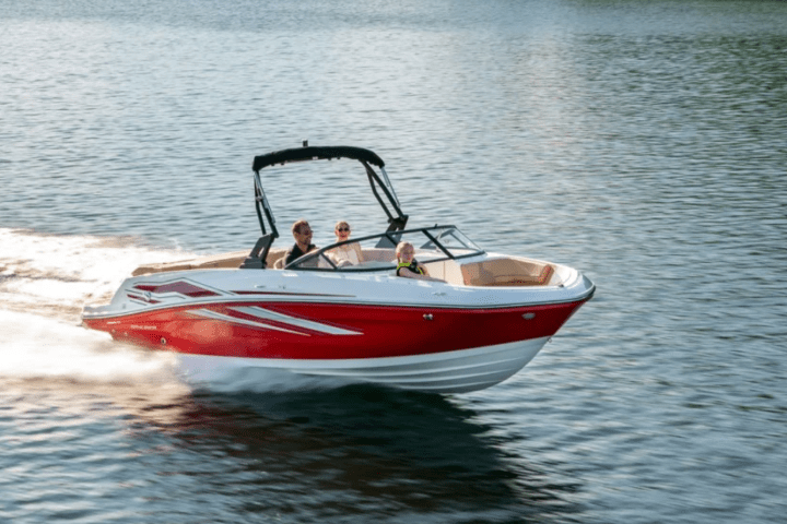 Rental boat on lake