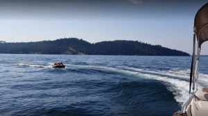 a small boat in a body of water