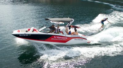 a small boat in a body of water